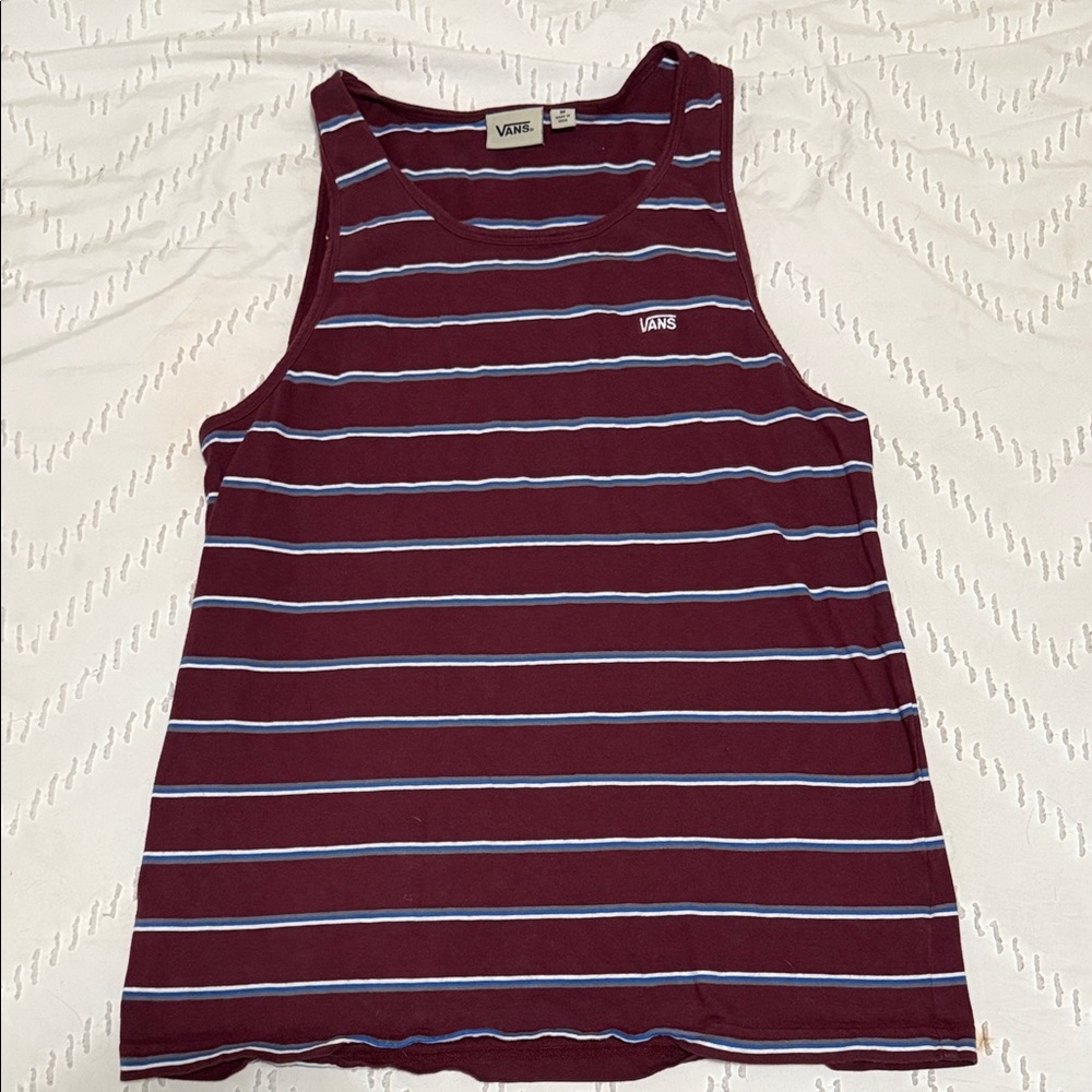 Vans Burgundy and Blue Striped Tank Top